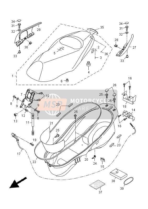 Yamaha YP250RA 2014 Siège pour un 2014 Yamaha YP250RA